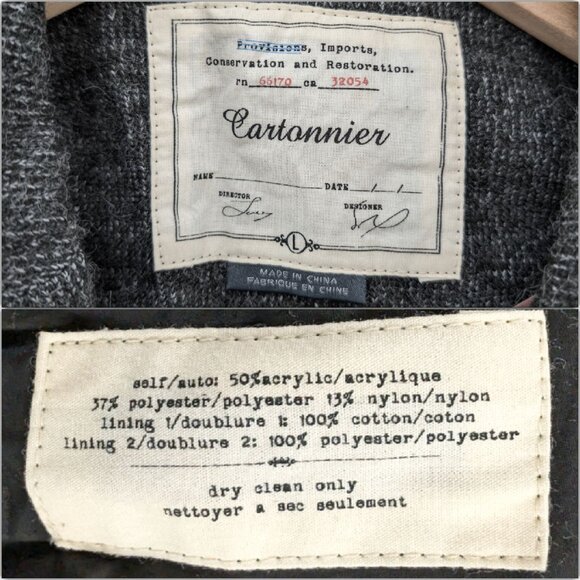 Cartonnier Anthropologie Blazer Jacket Womens Grey Single Breasted 2 Button Sz L - Picture 5 of 14